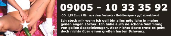 Ich mag Sexspielzeuge die schiebe ich mir in alle meine geilen Lcher rein. Ich mu aber nicht unbedingt in den Sexshop gehen ich hab viel Fantasie und da zweckentfremde ich schonmal ein geiles Grkchen zum Riesendildo oder schieb mir ne Salami in die Spalte